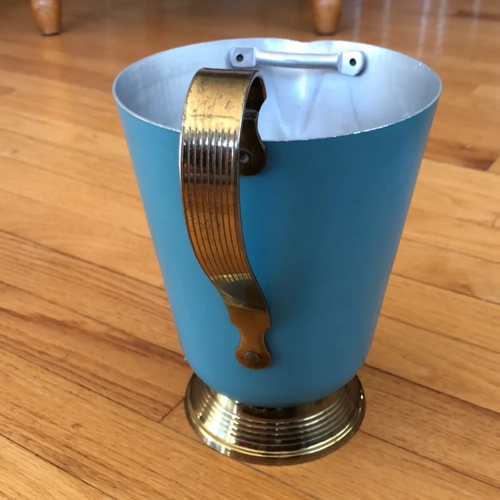 Vintage Mid-Century Modern Aluminum and Brass Pitcher